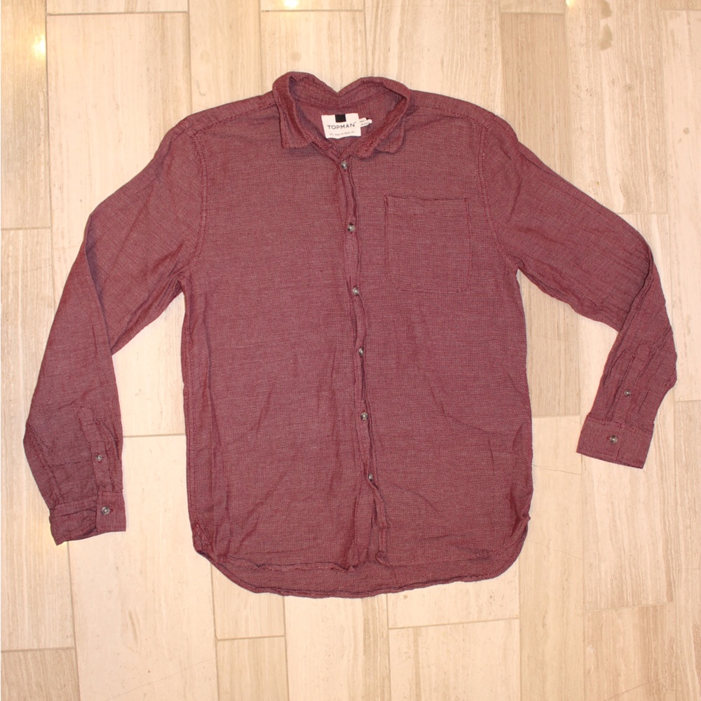 Top Man Red Button up Shirt